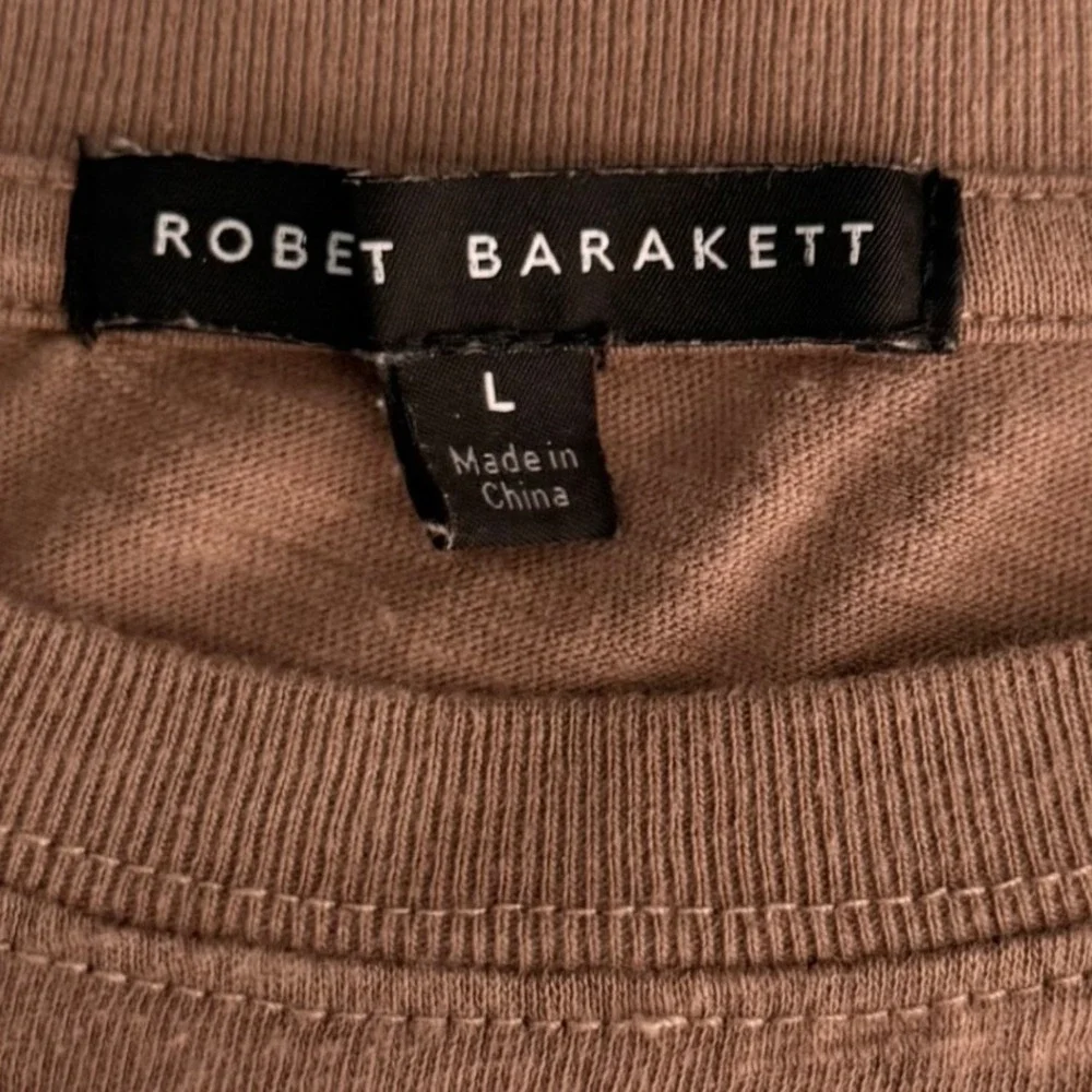 Robert Barakett Mens L Kamloops T Shirt Brown Slub Cotton Crew Neck RB11071 GUC